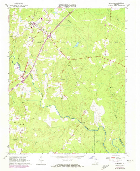 Classic USGS McKenney Virginia 7.5'x7.5' Topo Map Image