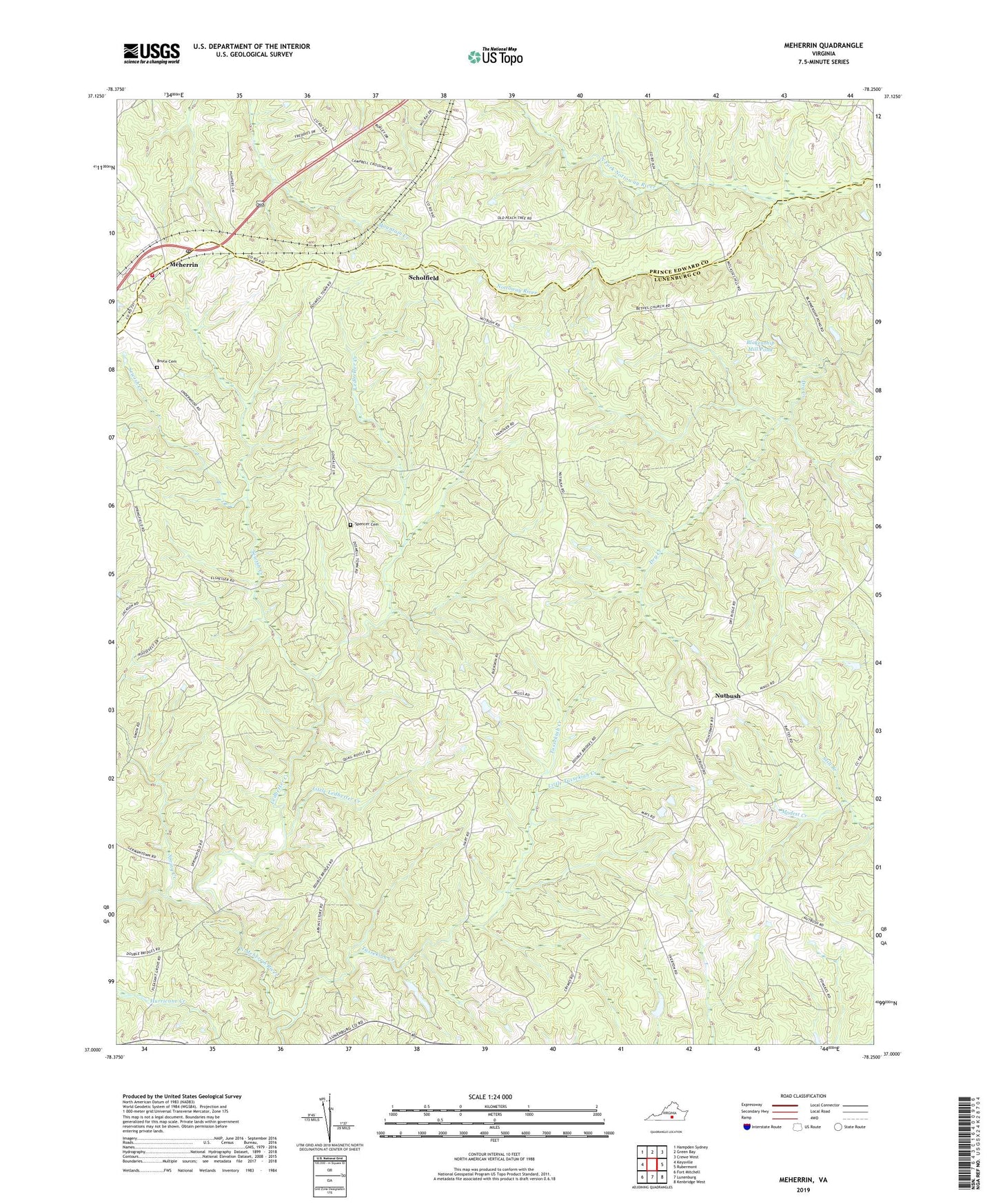 Meherrin Virginia US Topo Map Image