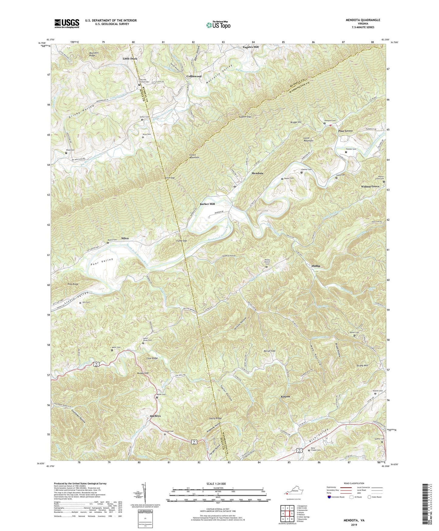 Mendota Virginia US Topo Map Image