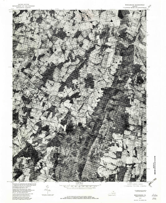 Classic USGS Middleburg Virginia 7.5'x7.5' Topo Map Image