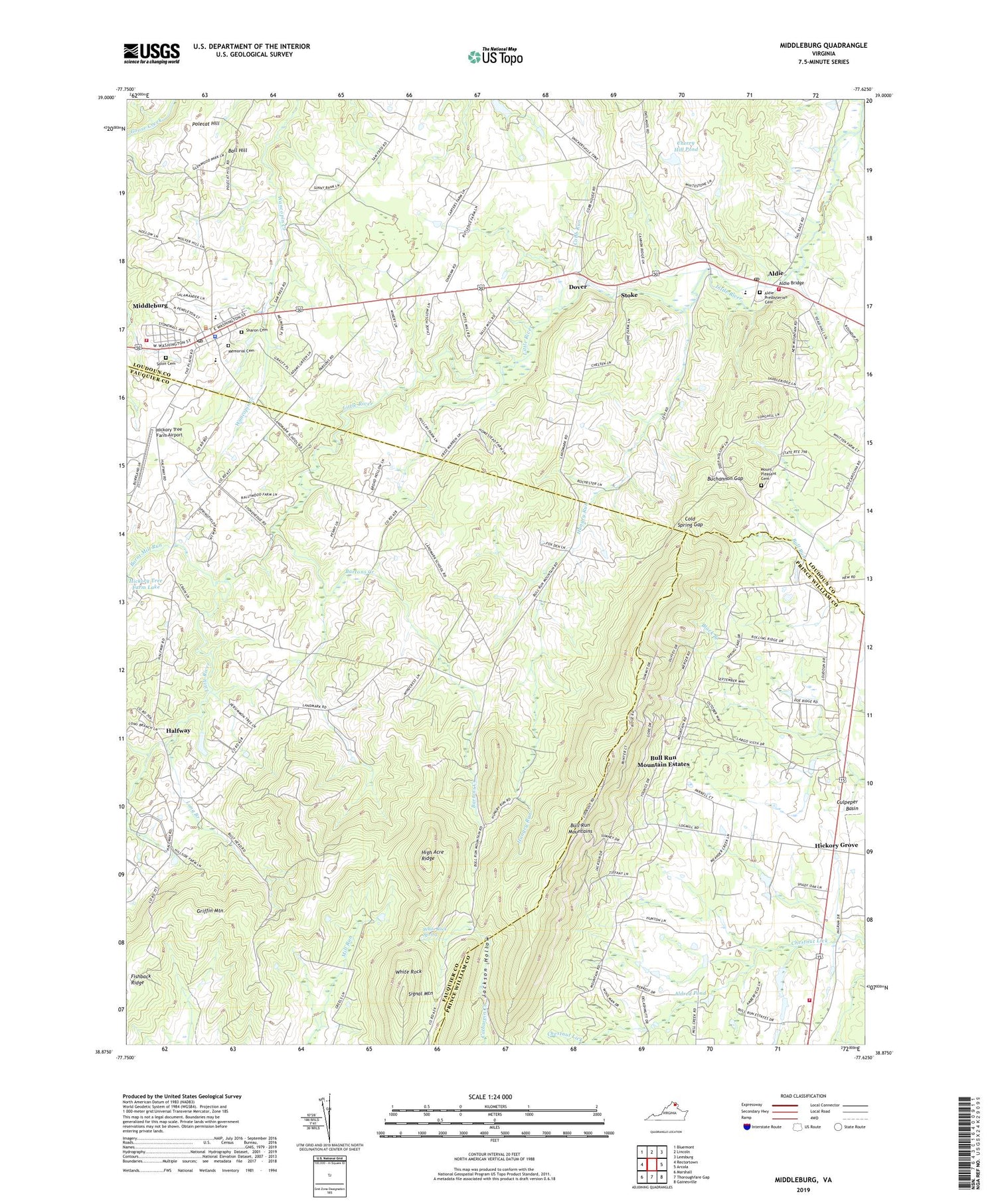 Middleburg Virginia US Topo Map Image