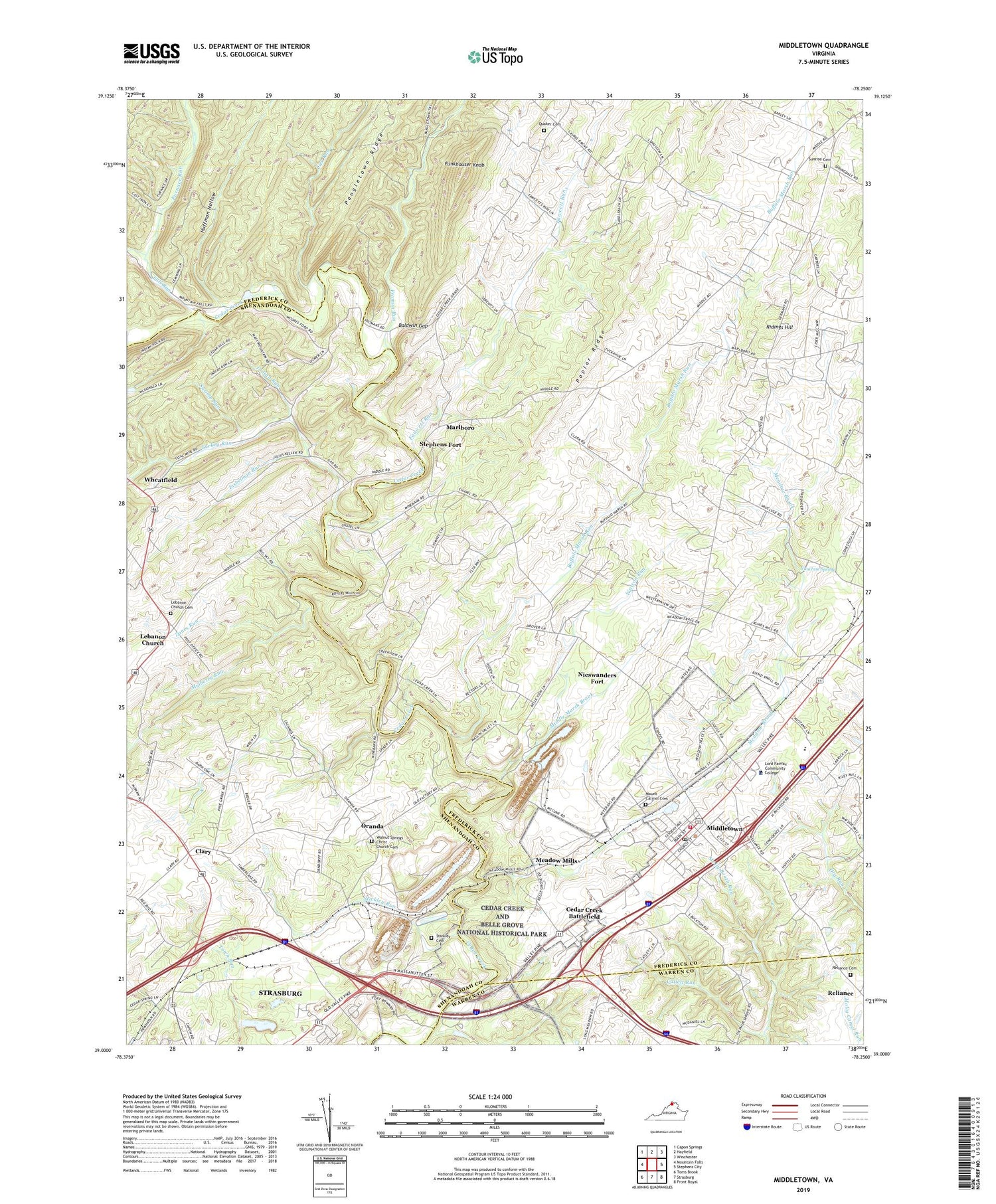 Middletown Virginia US Topo Map Image
