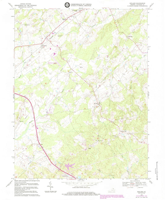Classic USGS Midland Virginia 7.5'x7.5' Topo Map Image