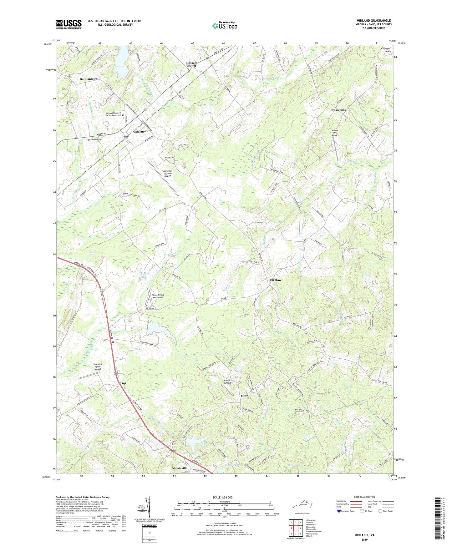 Midland Virginia US Topo Map Image