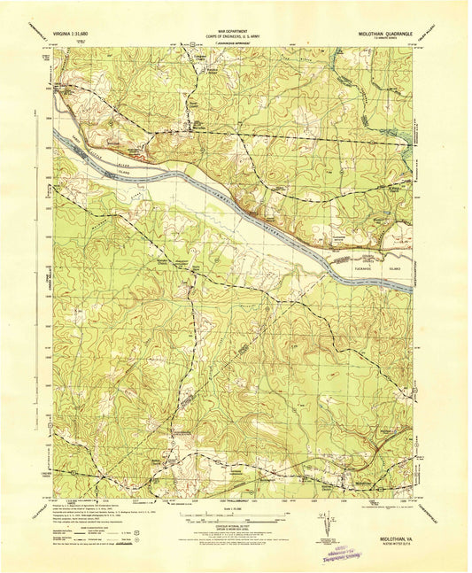 Classic USGS Midlothian Virginia 7.5'x7.5' Topo Map Image