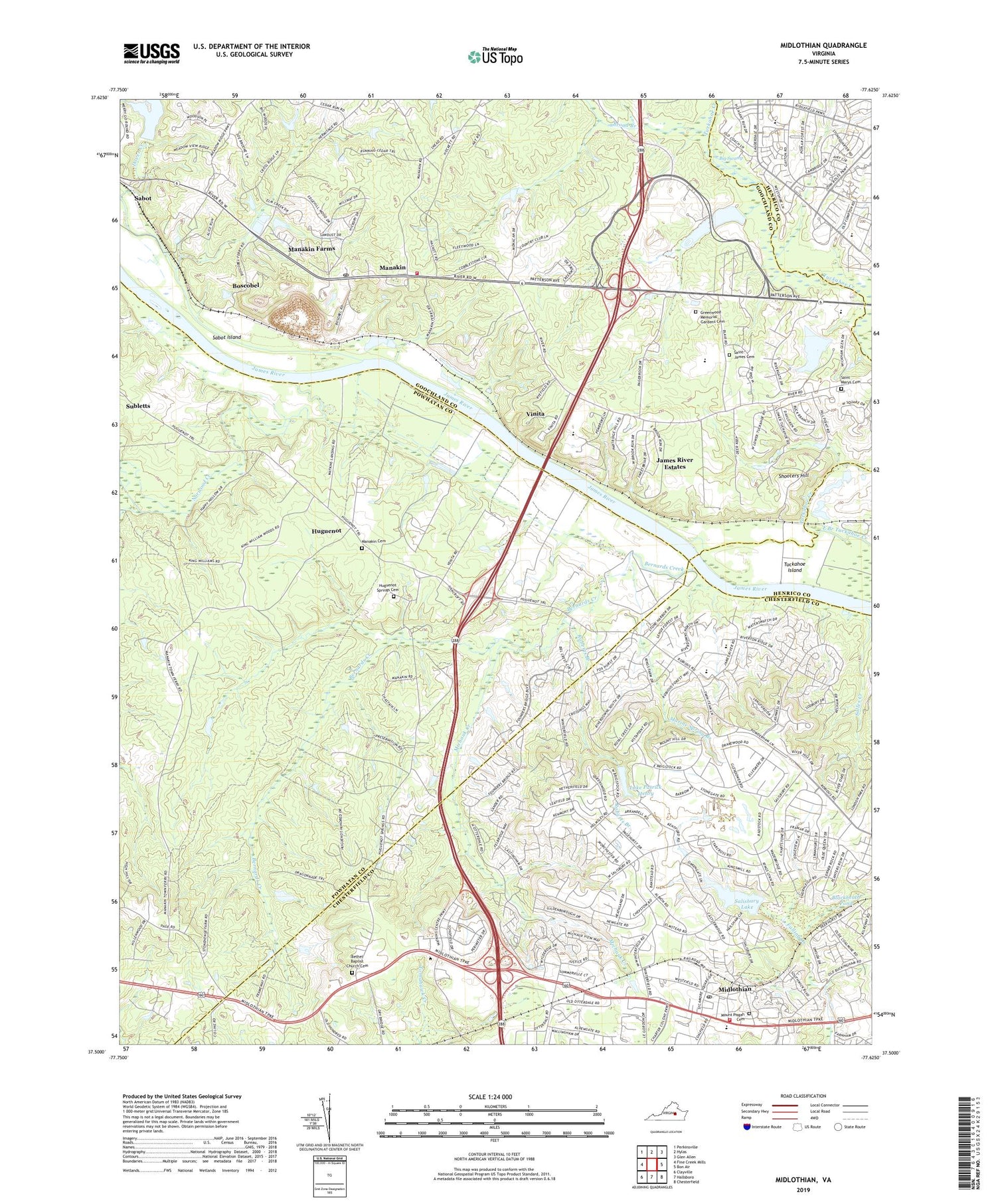 Midlothian Virginia US Topo Map Image