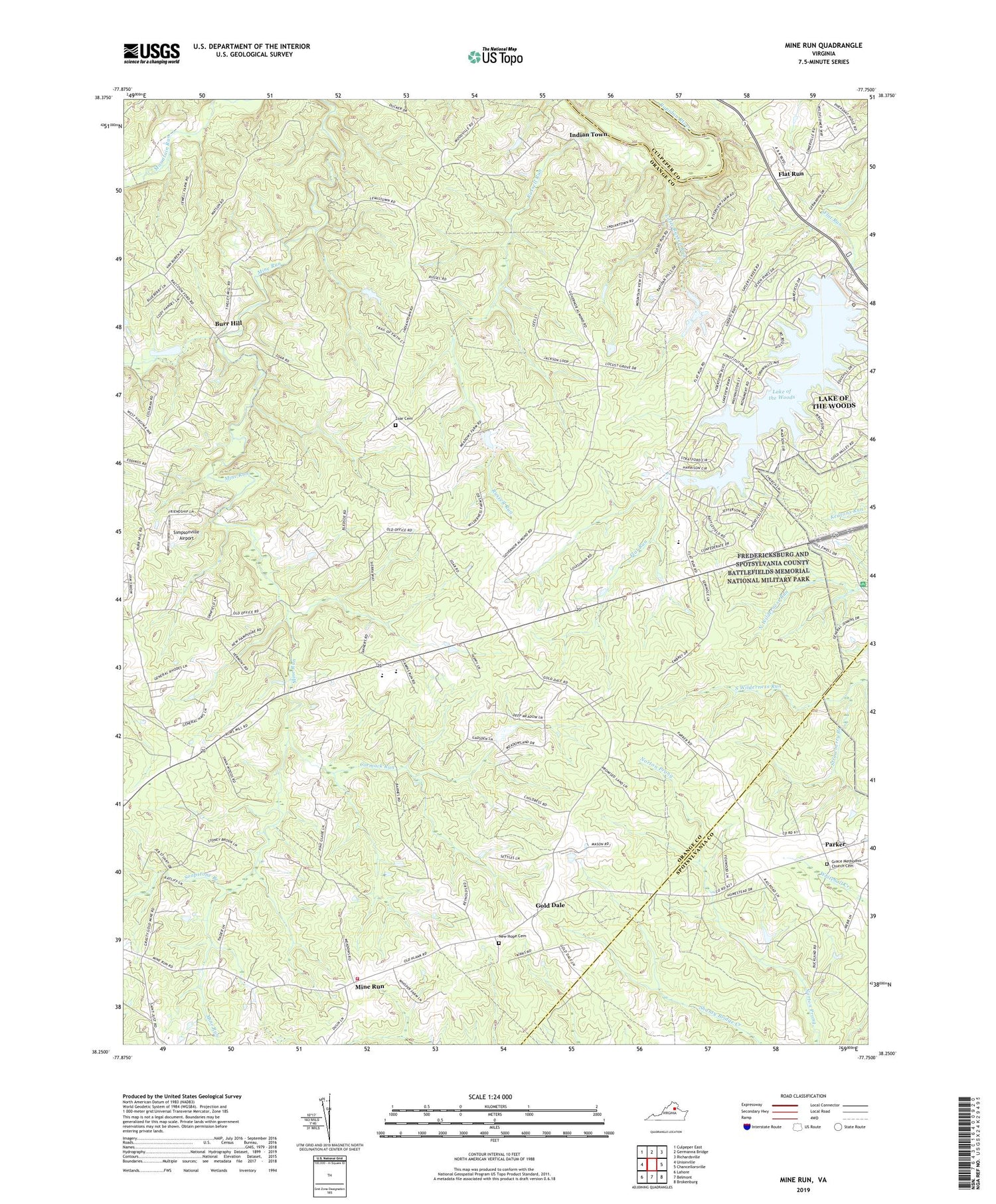 Mine Run Virginia US Topo Map Image