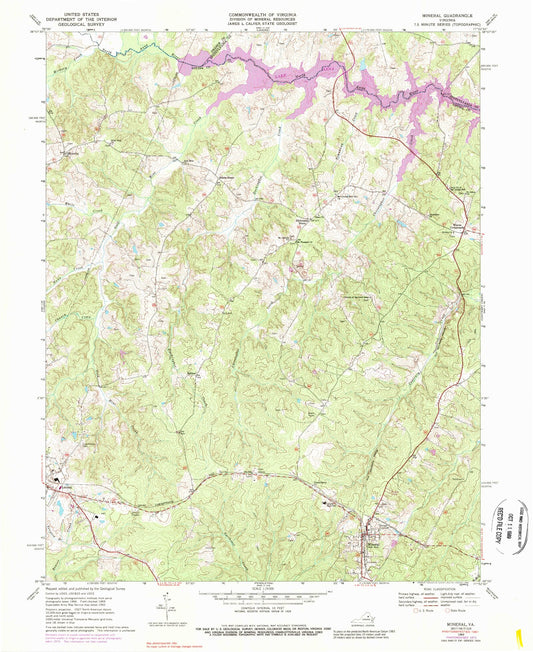Classic USGS Mineral Virginia 7.5'x7.5' Topo Map Image