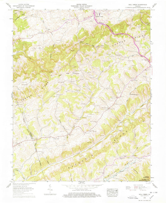 Classic USGS Moll Creek Virginia 7.5'x7.5' Topo Map Image