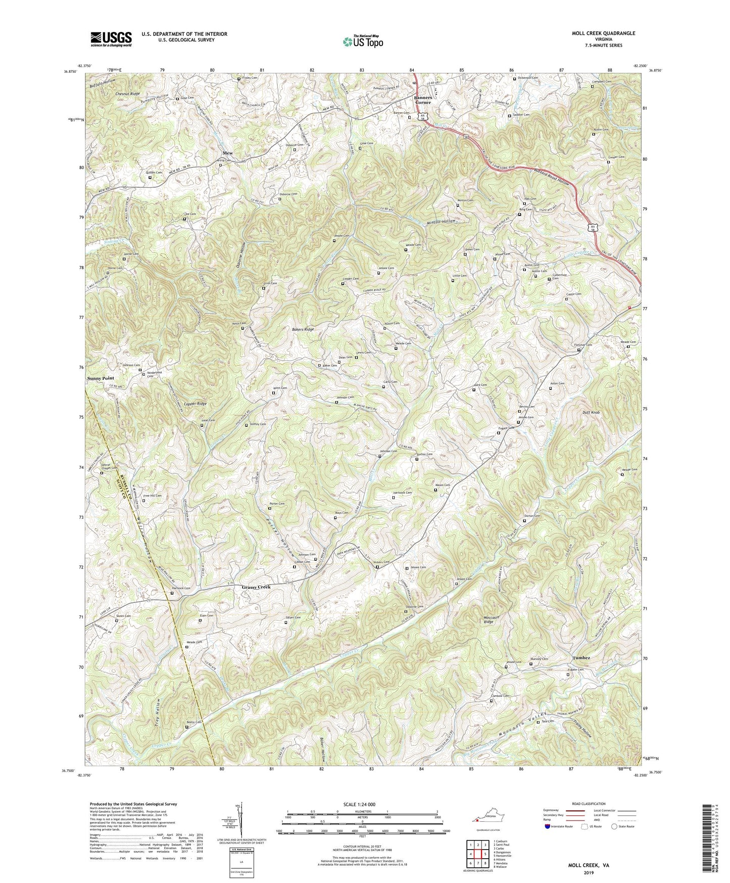 Moll Creek Virginia US Topo Map Image