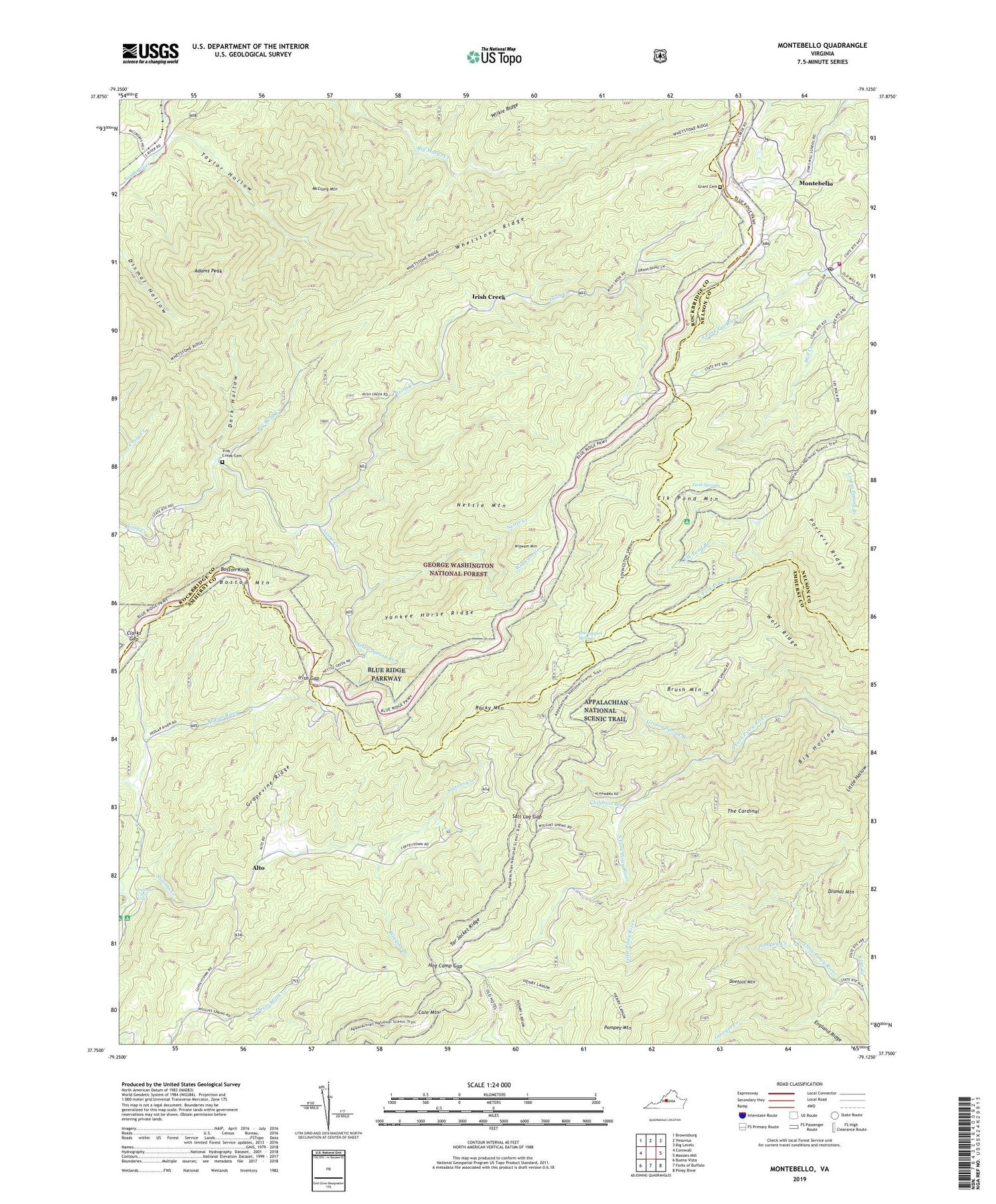 Montebello Virginia US Topo Map Image