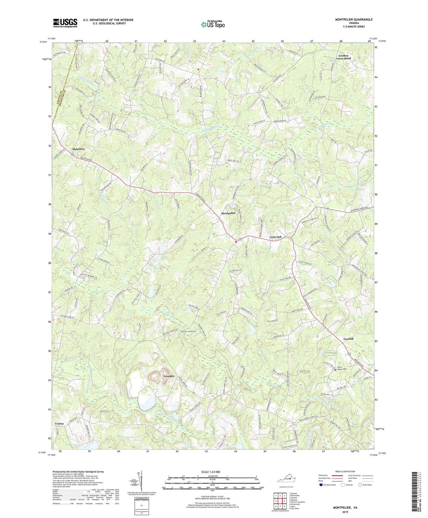 Montpelier Virginia US Topo Map Image