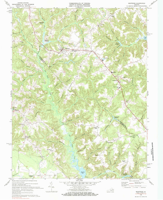 Classic USGS Montross Virginia 7.5'x7.5' Topo Map Image