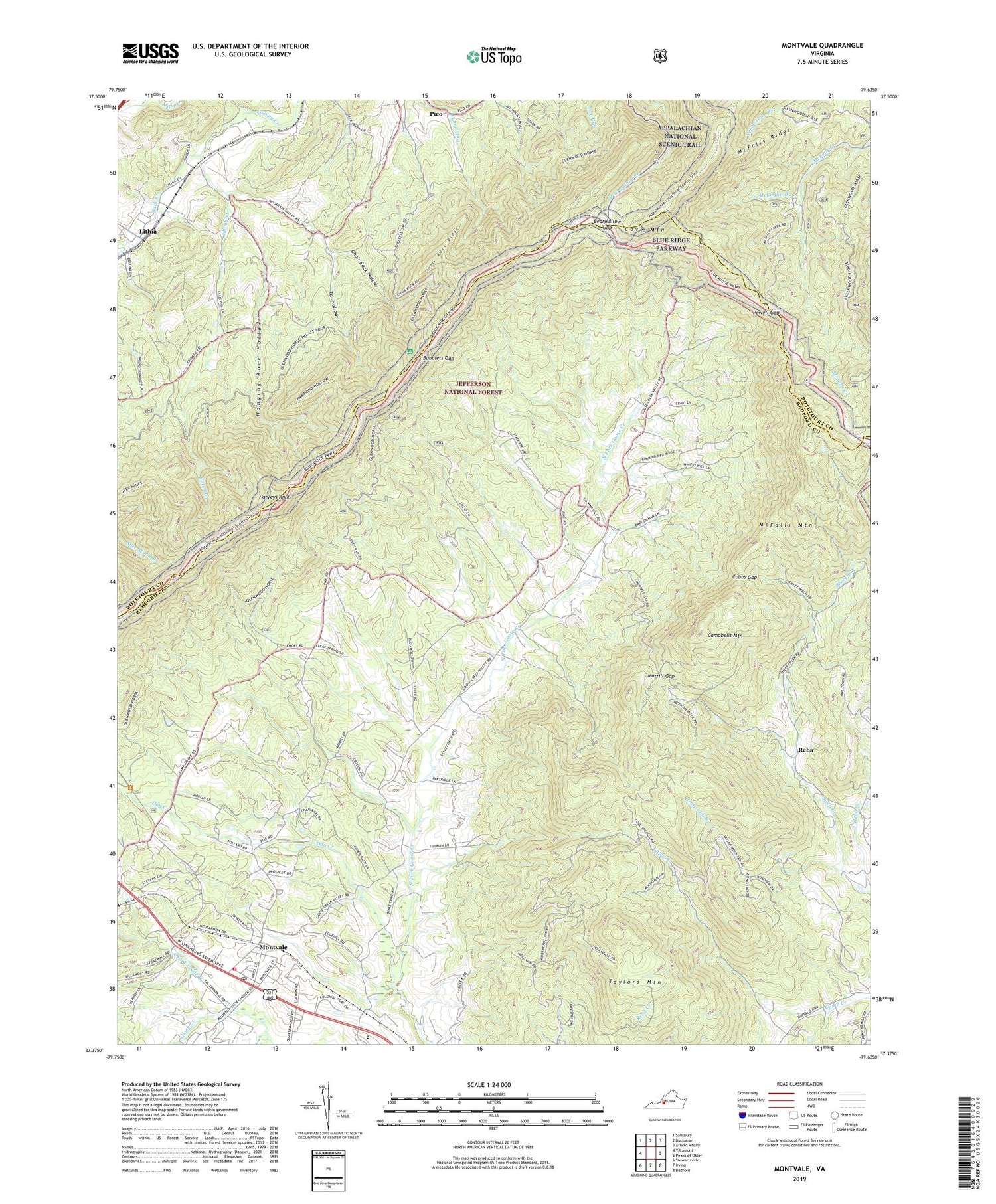 Montvale Virginia US Topo Map Image