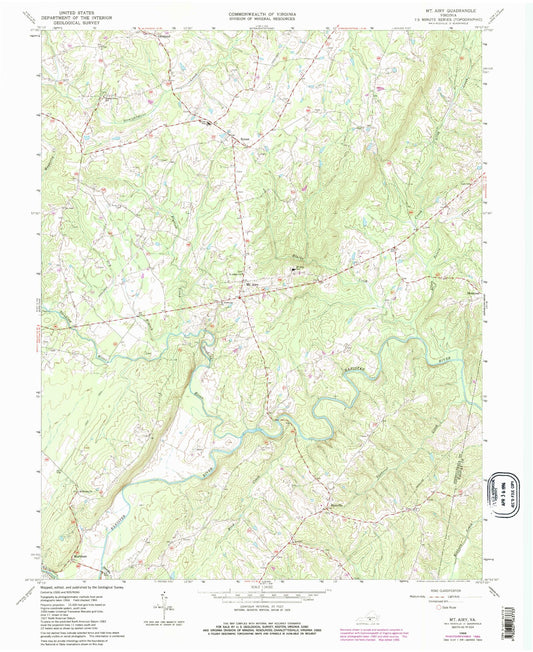 Classic USGS Mount Airy Virginia 7.5'x7.5' Topo Map Image