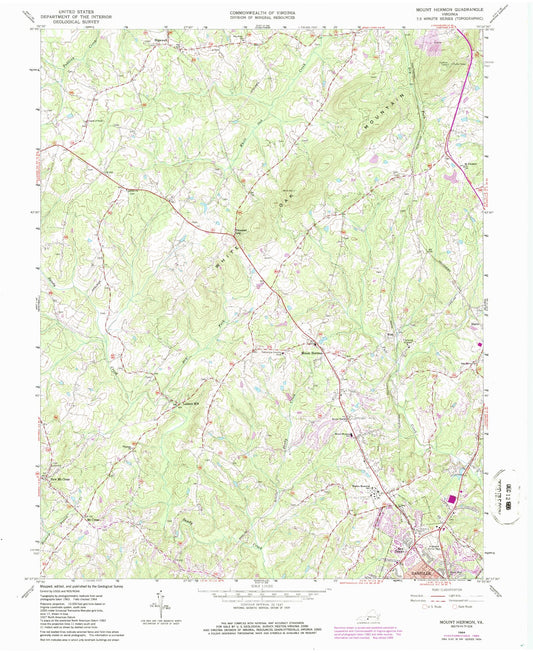 Classic USGS Mount Hermon Virginia 7.5'x7.5' Topo Map Image