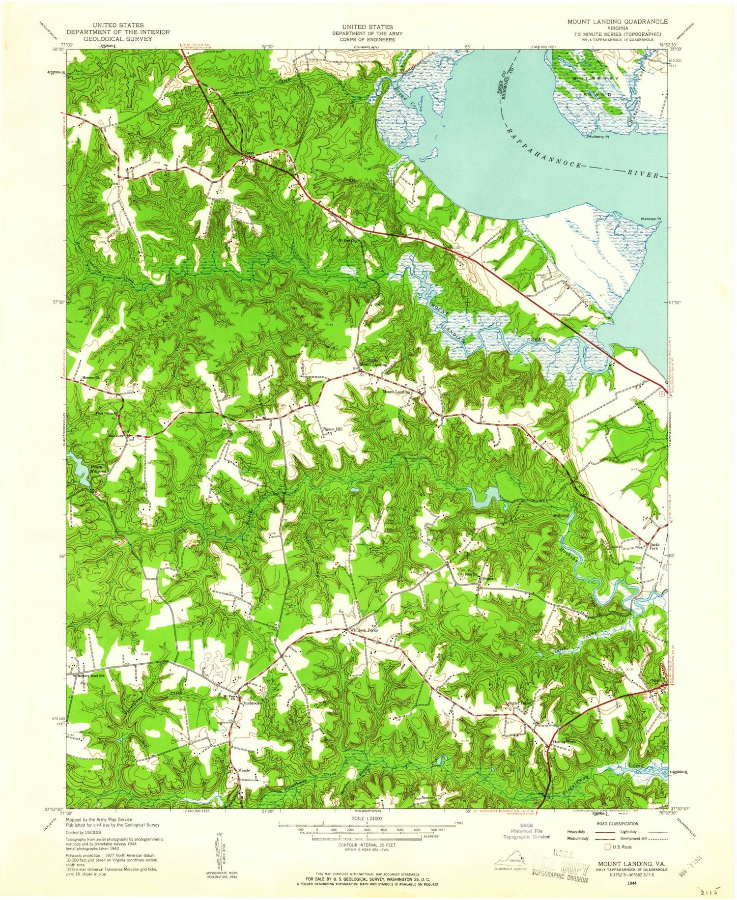 Classic USGS Mount Landing Virginia 7.5'x7.5' Topo Map Image