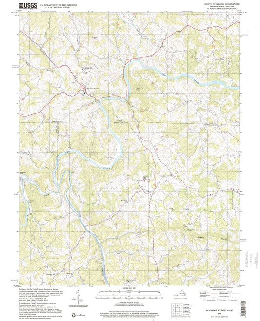 Classic USGS Mouth of Wilson Virginia 7.5'x7.5' Topo Map Image