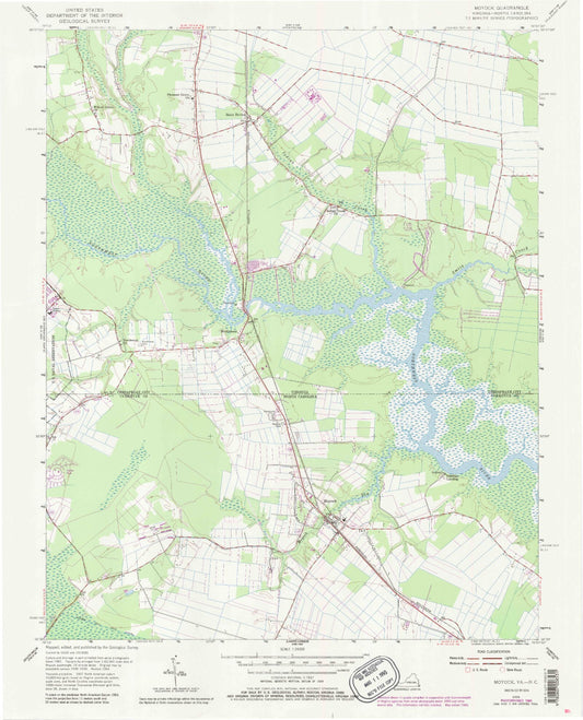 Classic USGS Moyock North Carolina 7.5'x7.5' Topo Map Image