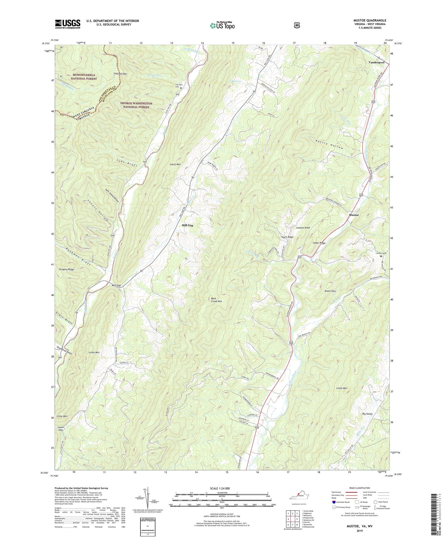 Mustoe Virginia US Topo Map Image
