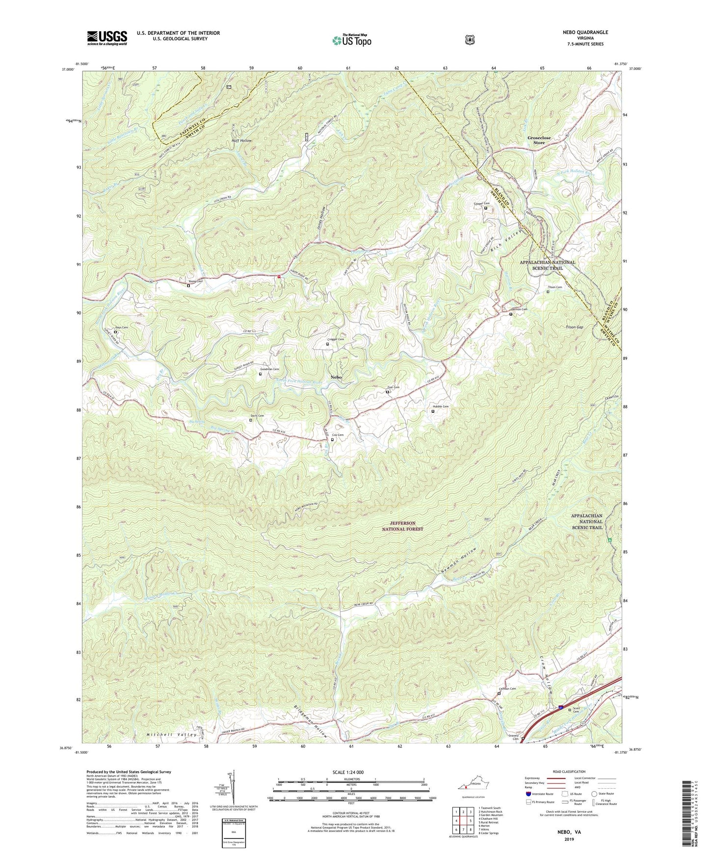 Nebo Virginia US Topo Map Image