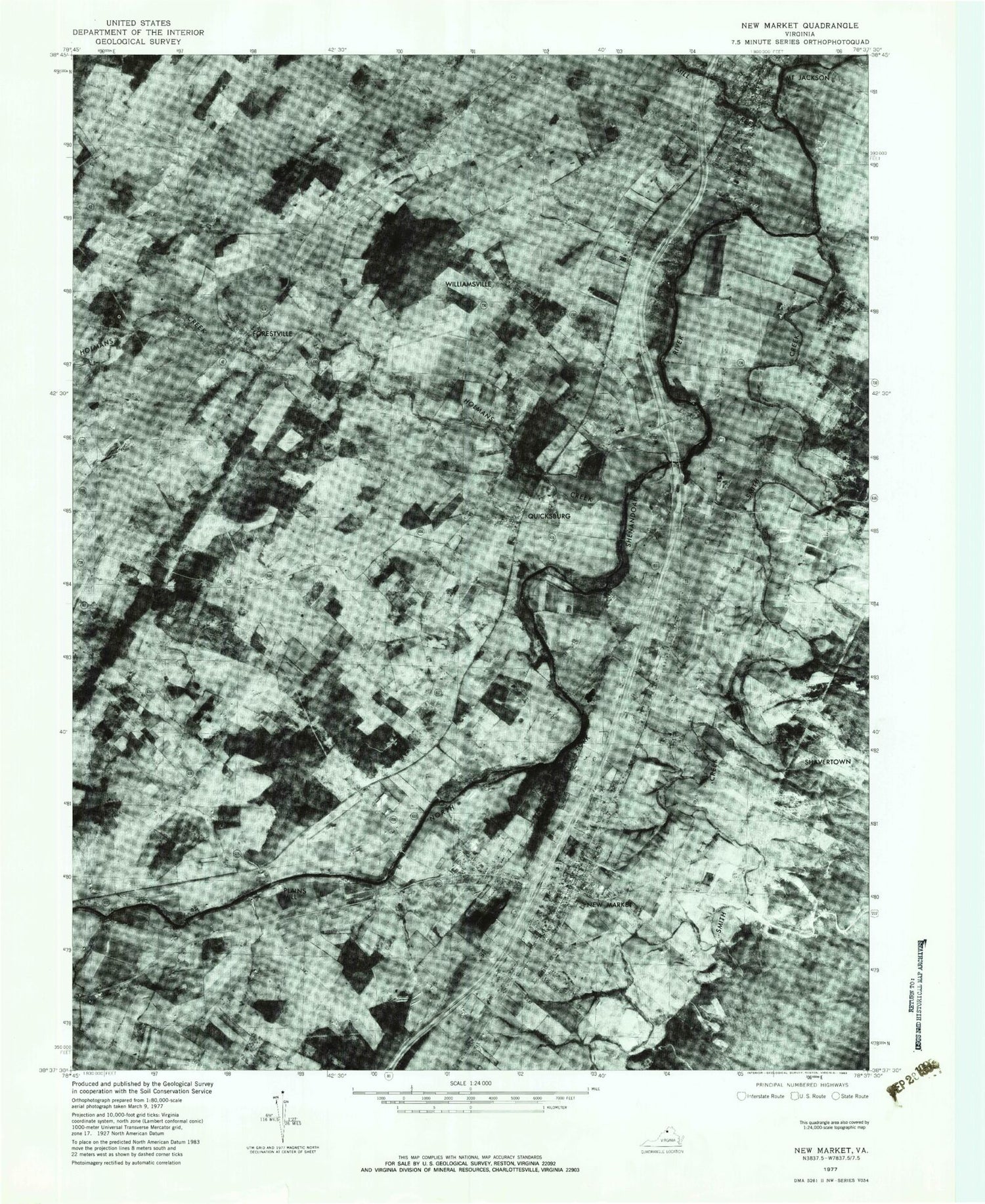 Classic USGS New Market Virginia 7.5'x7.5' Topo Map Image
