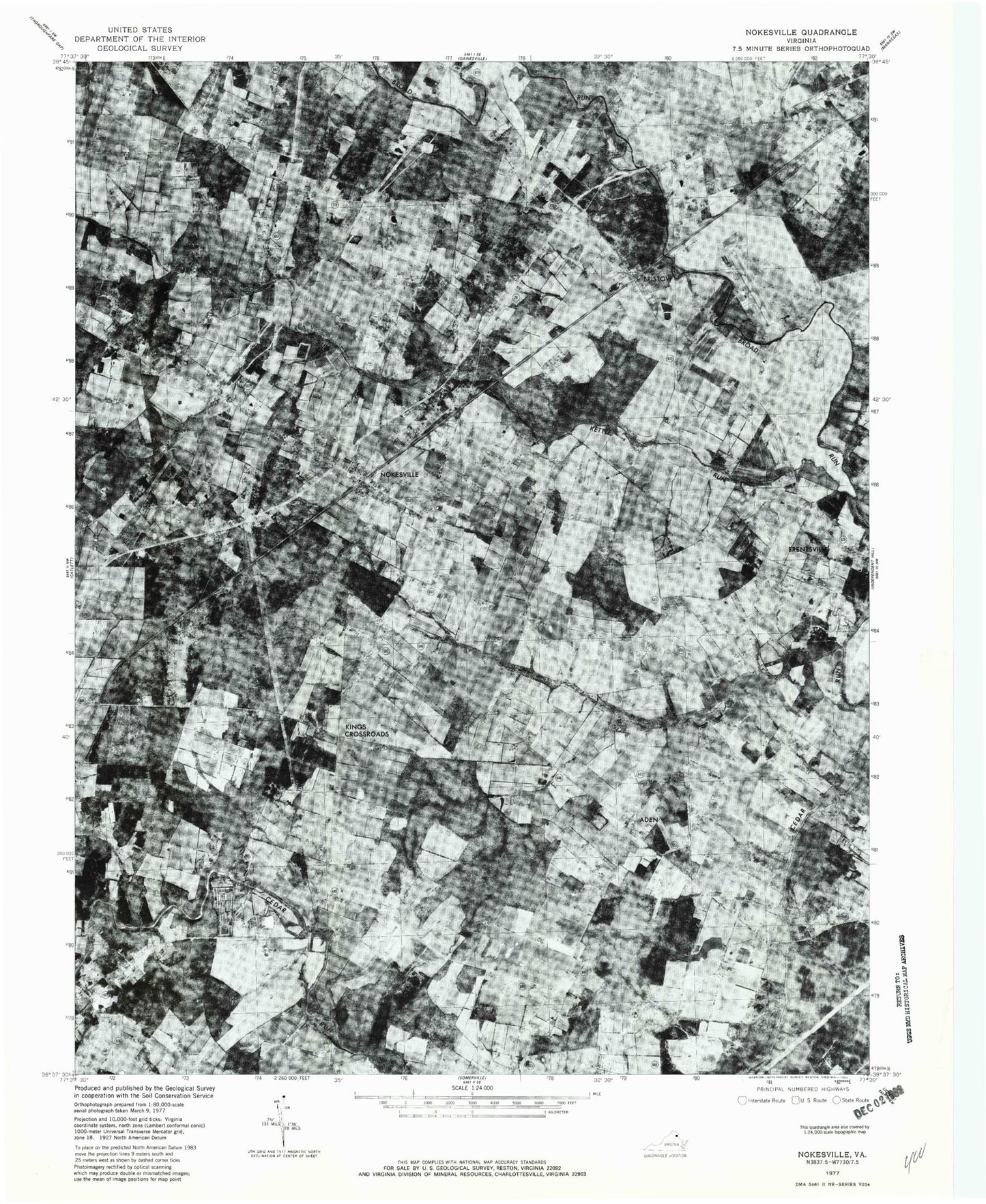 Classic USGS Nokesville Virginia 7.5'x7.5' Topo Map Image
