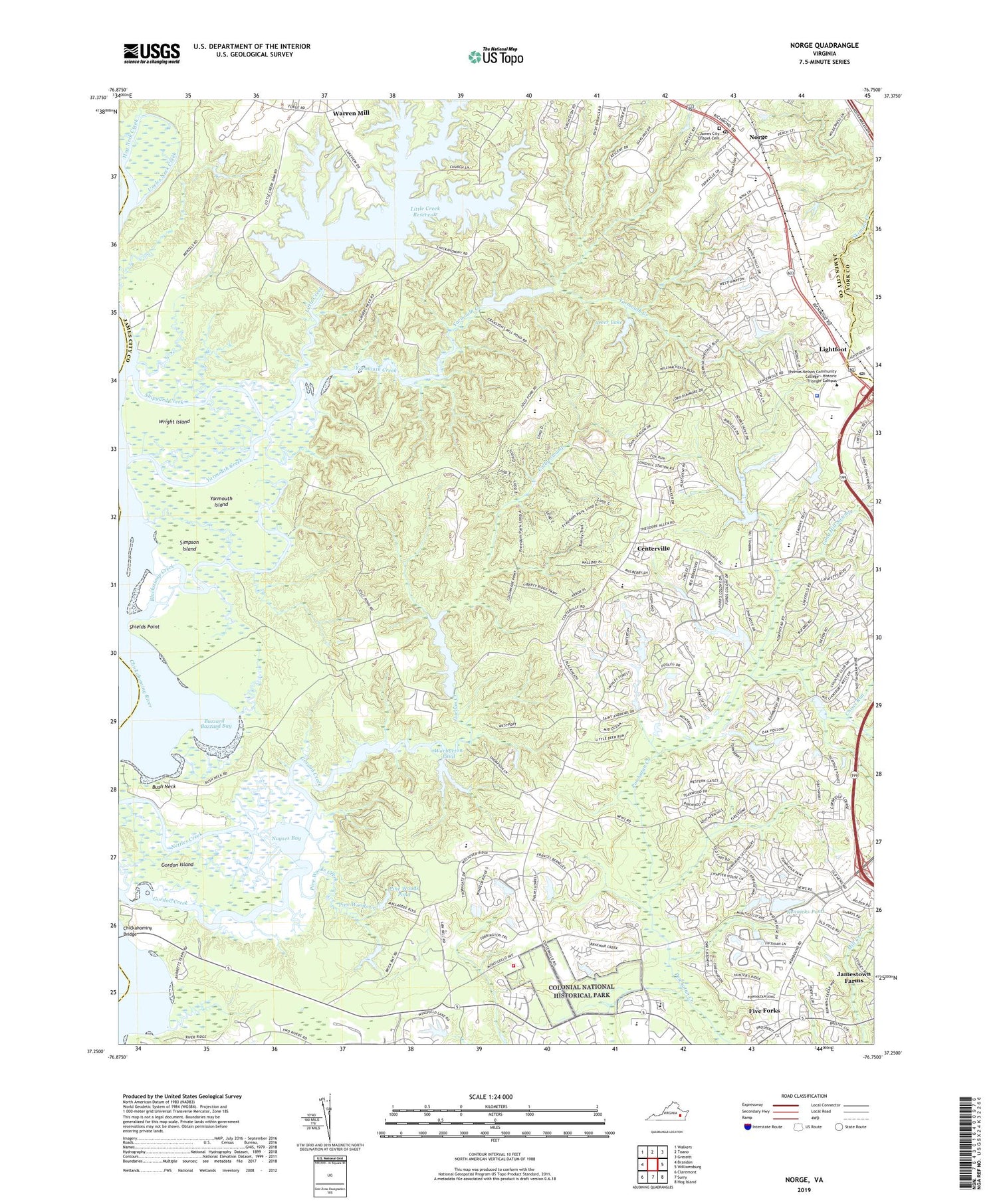 Norge Virginia US Topo Map Image