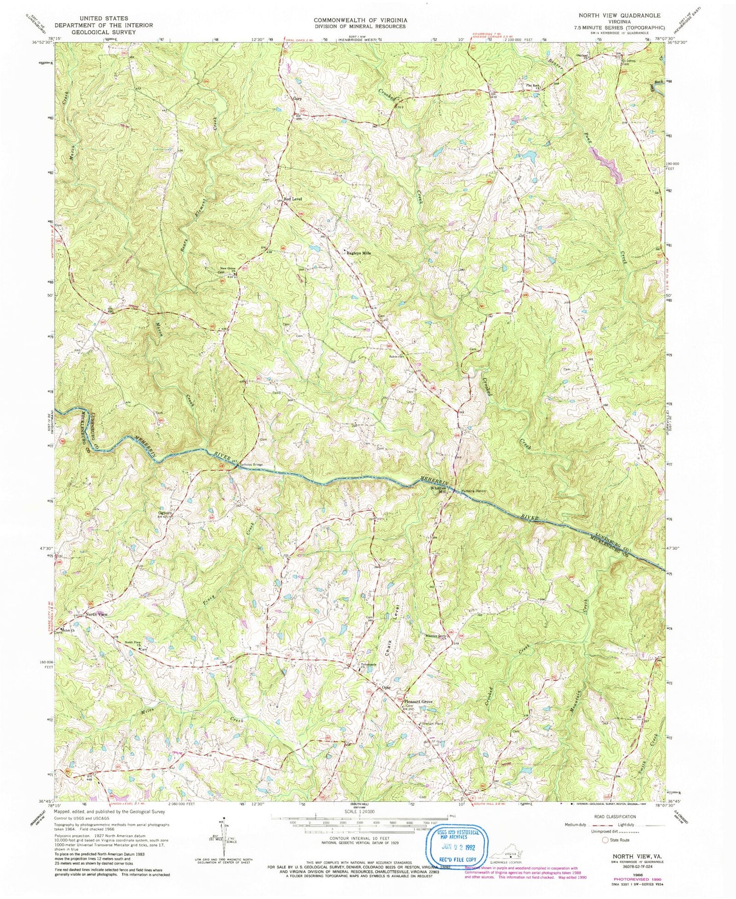 Classic USGS North View Virginia 7.5'x7.5' Topo Map Image
