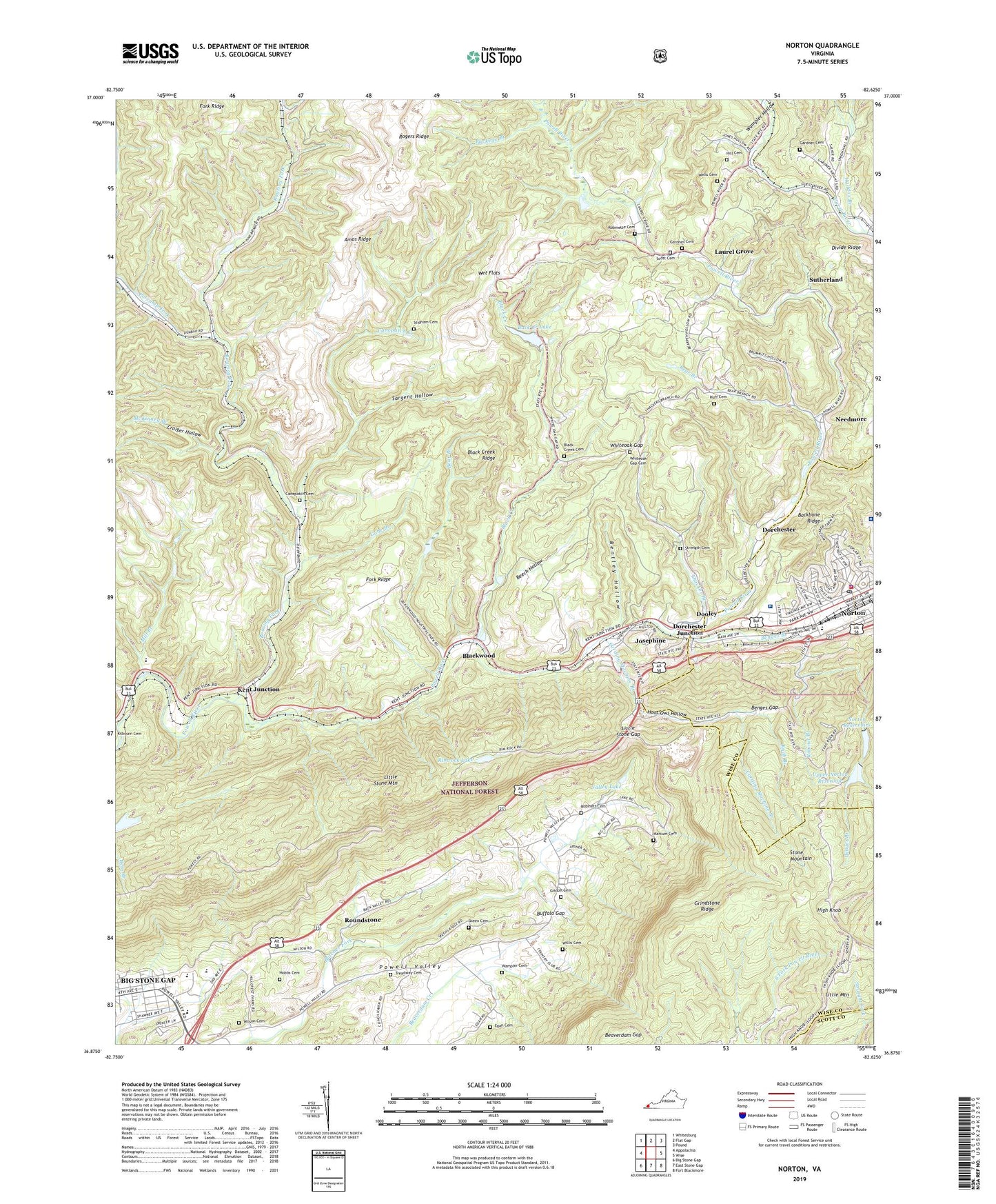 Norton Virginia US Topo Map Image