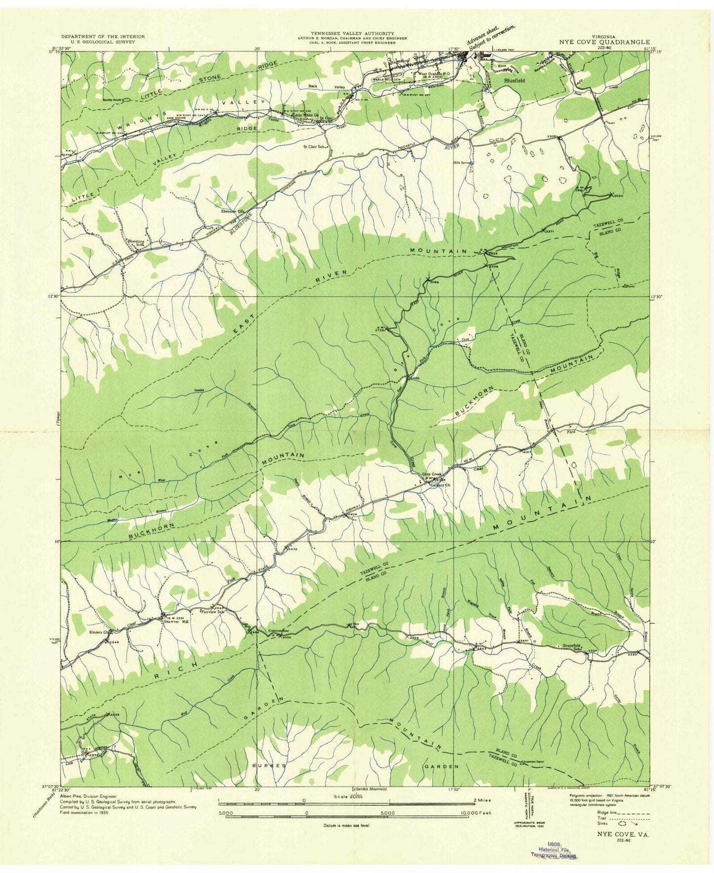 Classic USGS Cove Creek Virginia 7.5'x7.5' Topo Map Image