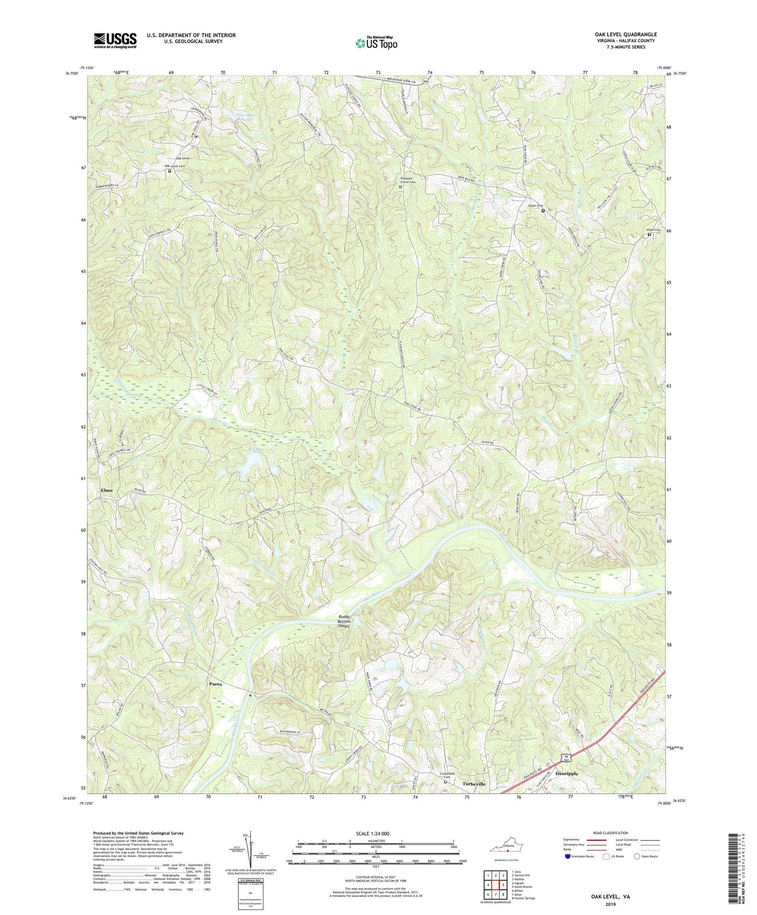 Oak Level Virginia US Topo Map Image