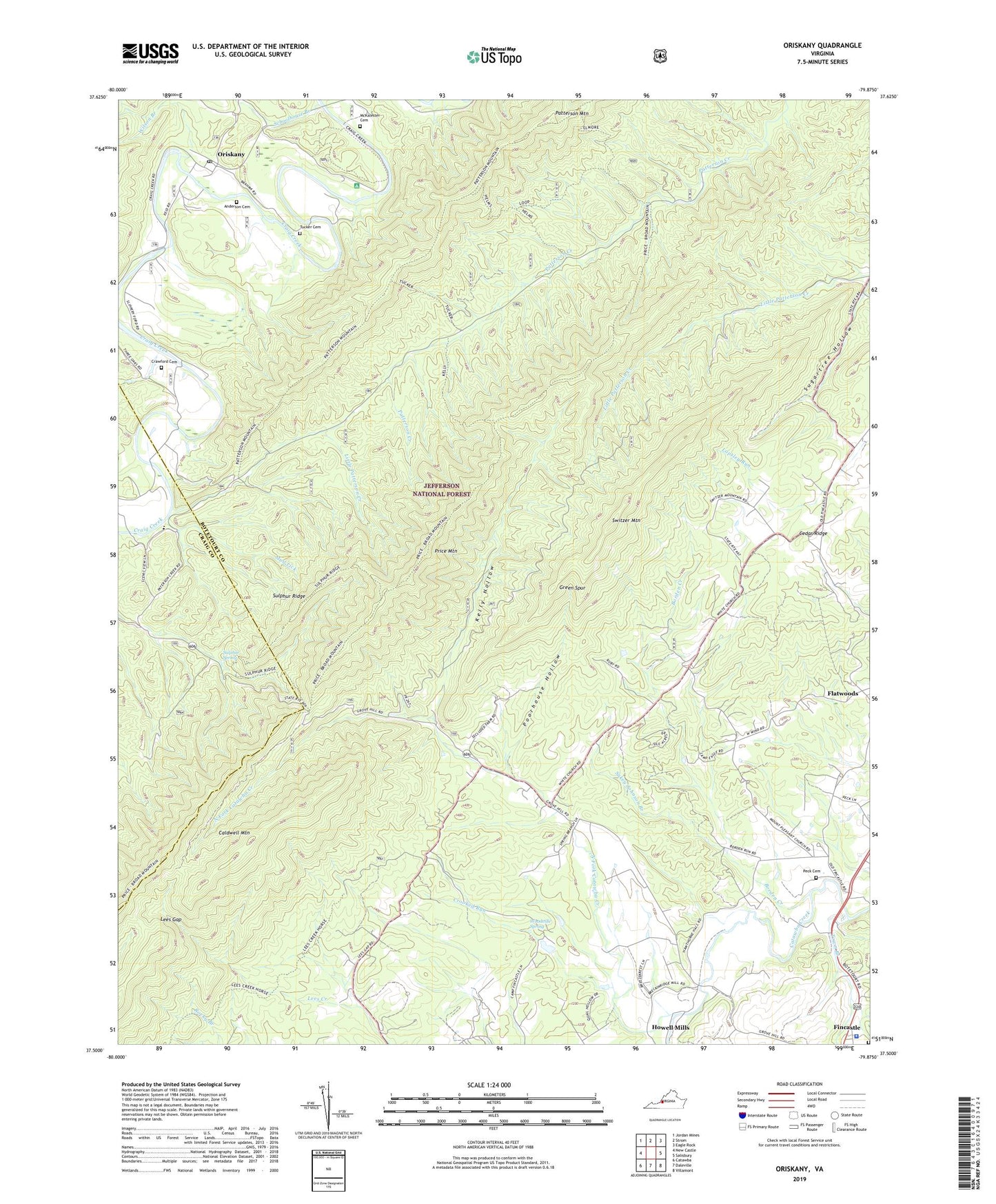 Oriskany Virginia US Topo Map Image