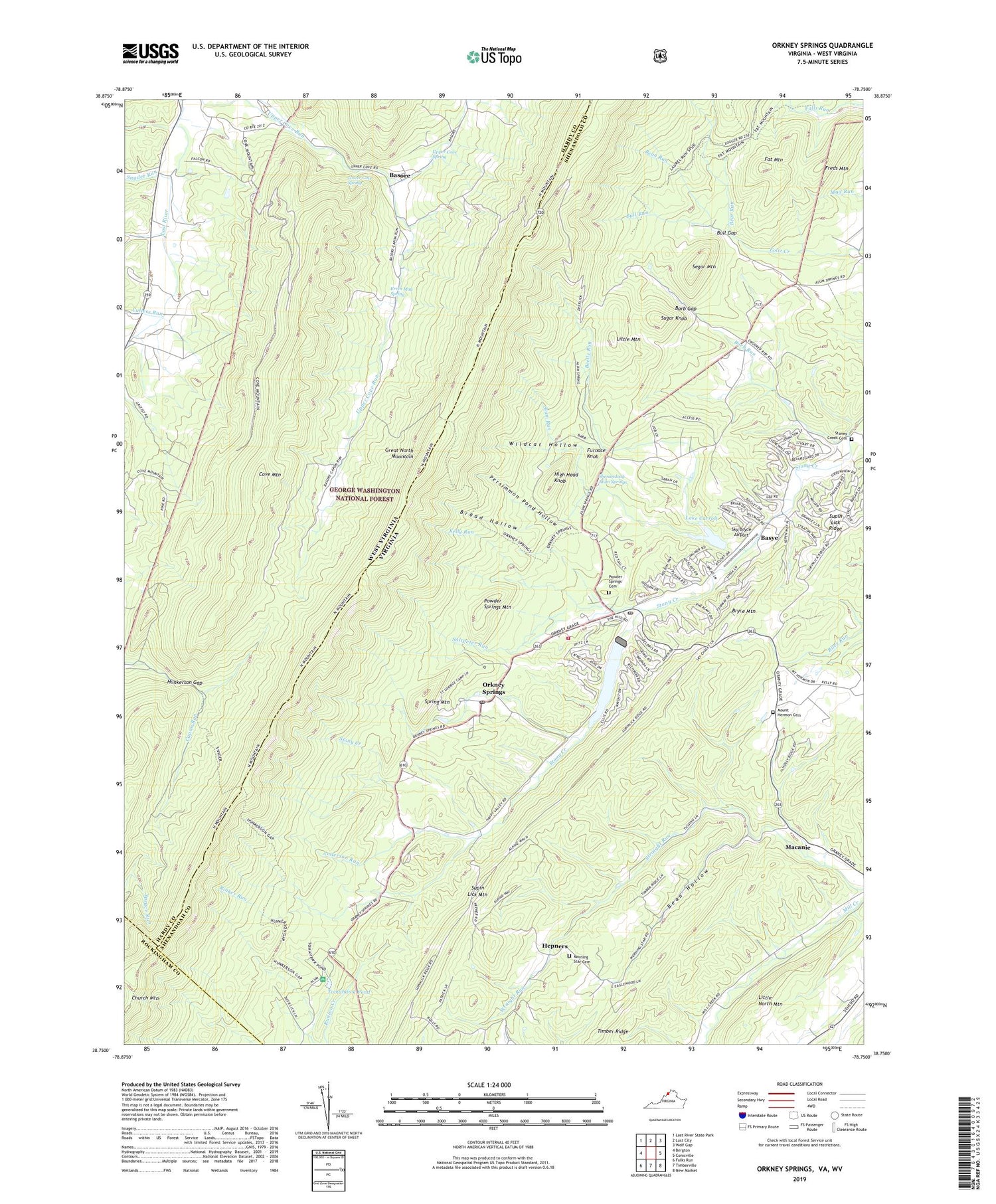 Orkney Springs Virginia US Topo Map Image