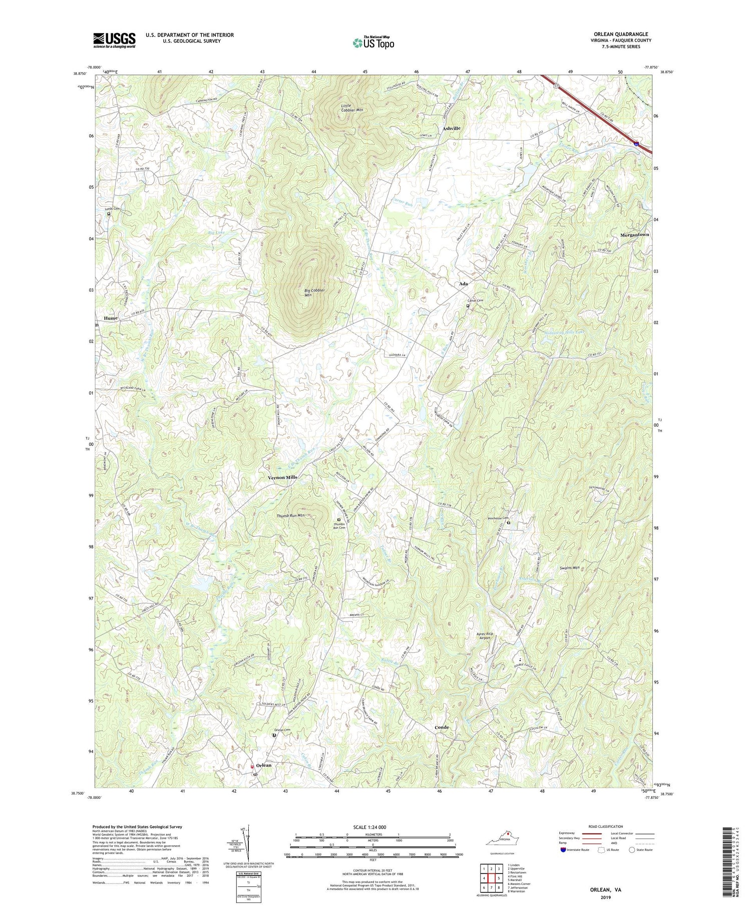 Orlean Virginia US Topo Map Image