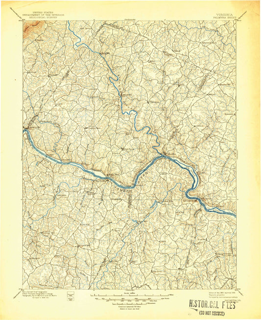Historic 1897 Palmyra Virginia 30'x30' Topo Map Image