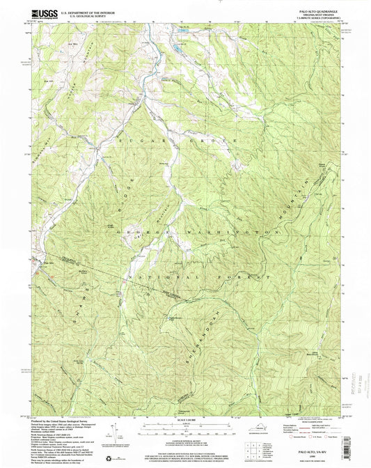 Classic USGS Palo Alto Virginia 7.5'x7.5' Topo Map Image