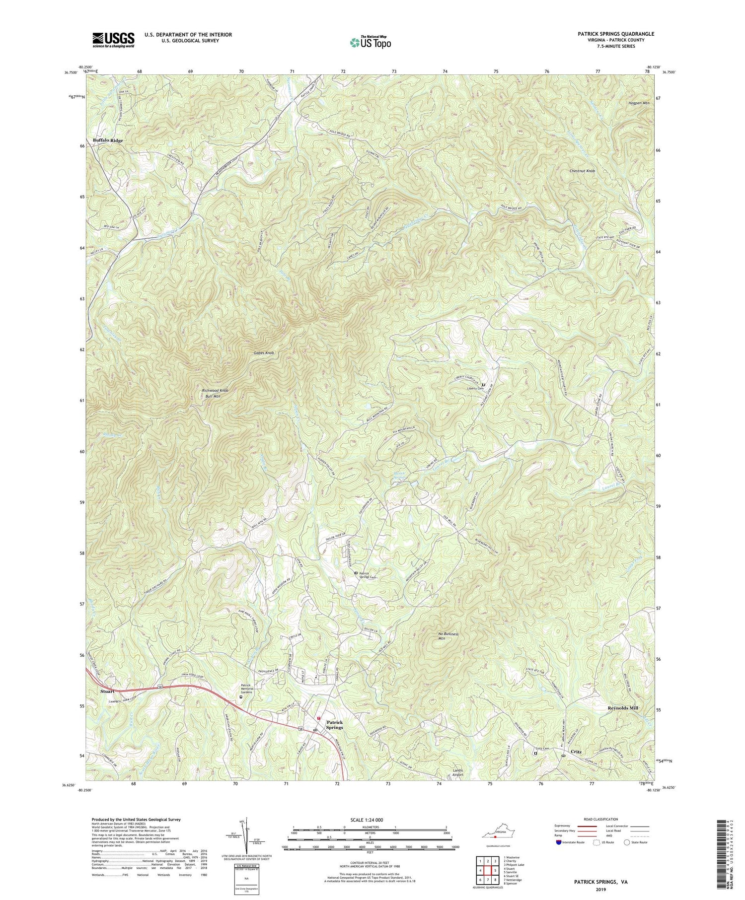 Patrick Springs Virginia US Topo Map Image