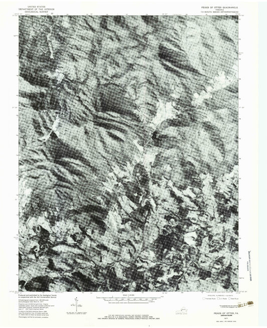 Classic USGS Peaks of Otter Virginia 7.5'x7.5' Topo Map Image