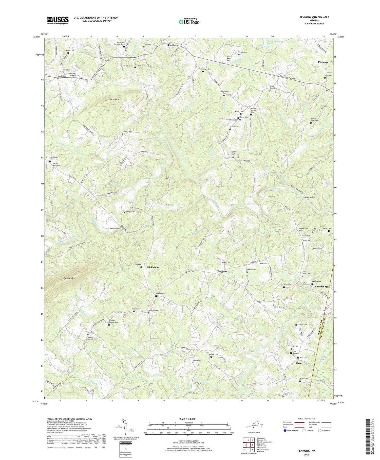 Penhook Virginia US Topo Map Image