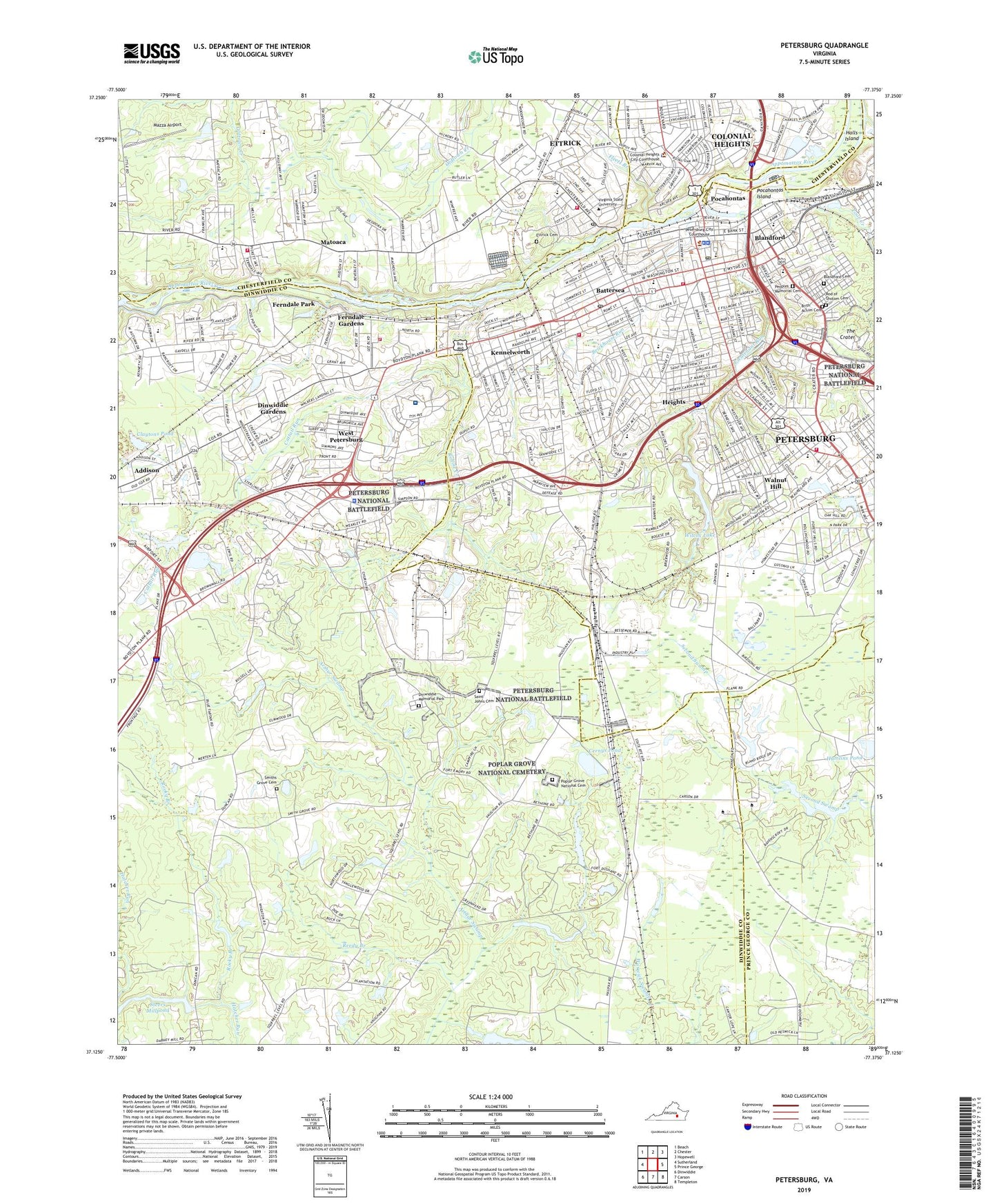 Petersburg Virginia US Topo Map Image