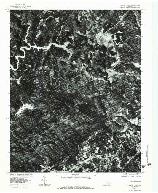 Classic USGS Philpott Lake Virginia 7.5'x7.5' Topo Map Image