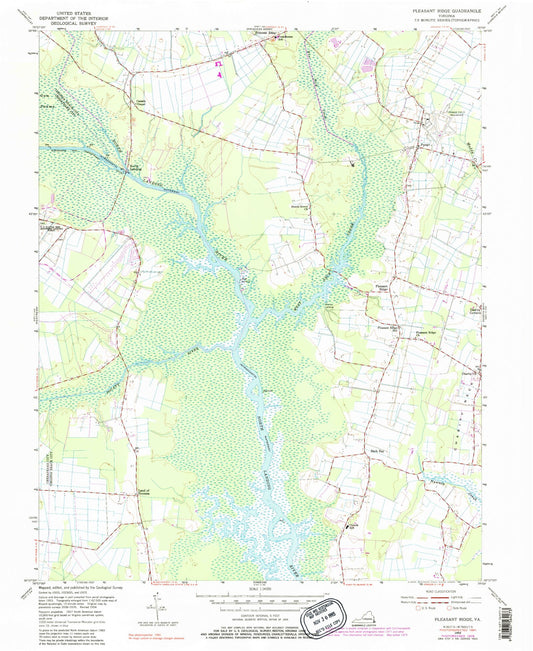 Classic USGS Pleasant Ridge Virginia 7.5'x7.5' Topo Map Image