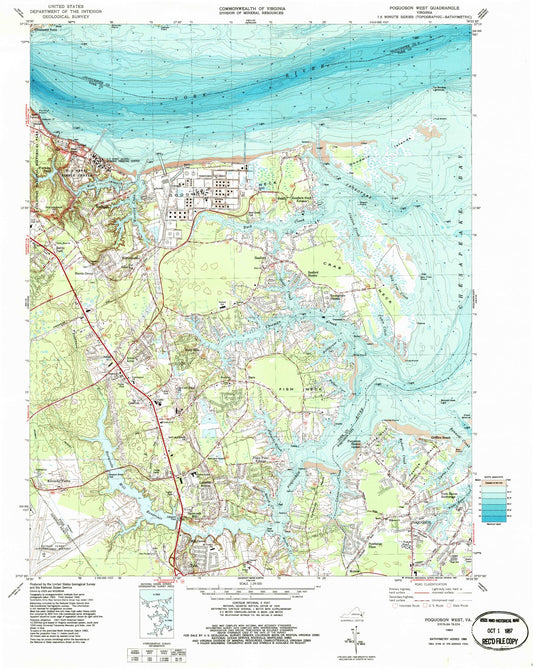 Classic USGS Poquoson West Virginia 7.5'x7.5' Topo Map Image