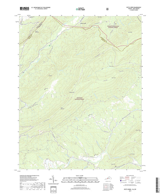 Potts Creek Virginia US Topo Map Image