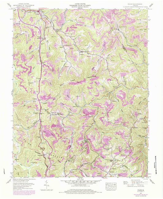 Classic USGS Pound Virginia 7.5'x7.5' Topo Map Image