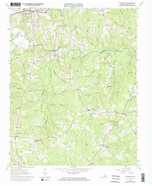 Classic USGS Powellton Virginia 7.5'x7.5' Topo Map Image