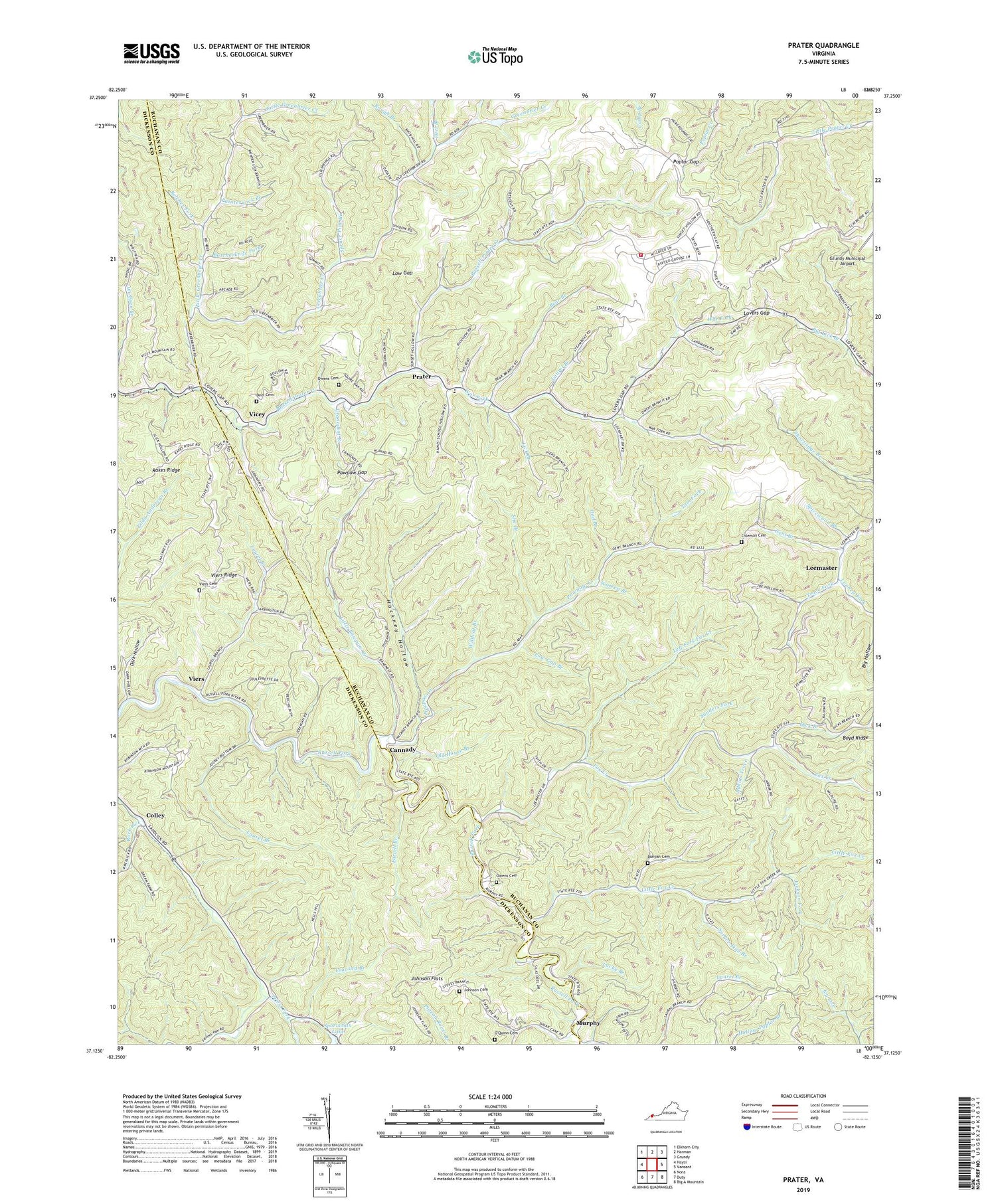 Prater Virginia US Topo Map Image