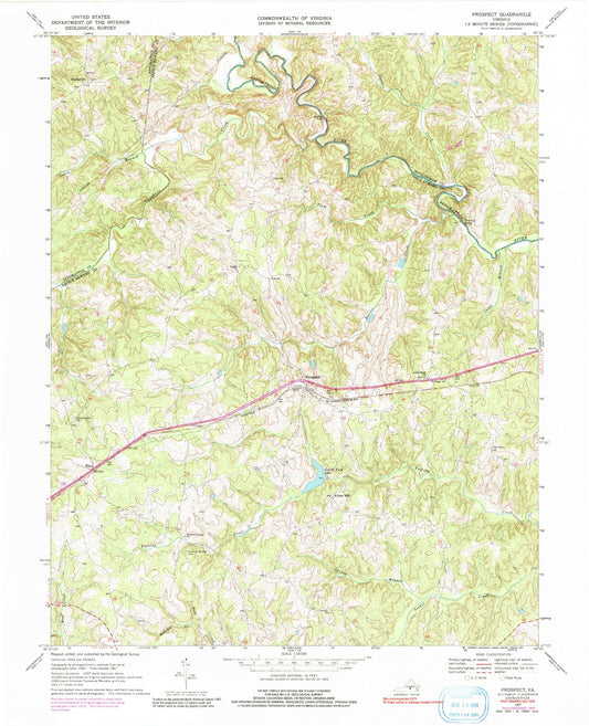Classic USGS Prospect Virginia 7.5'x7.5' Topo Map Image