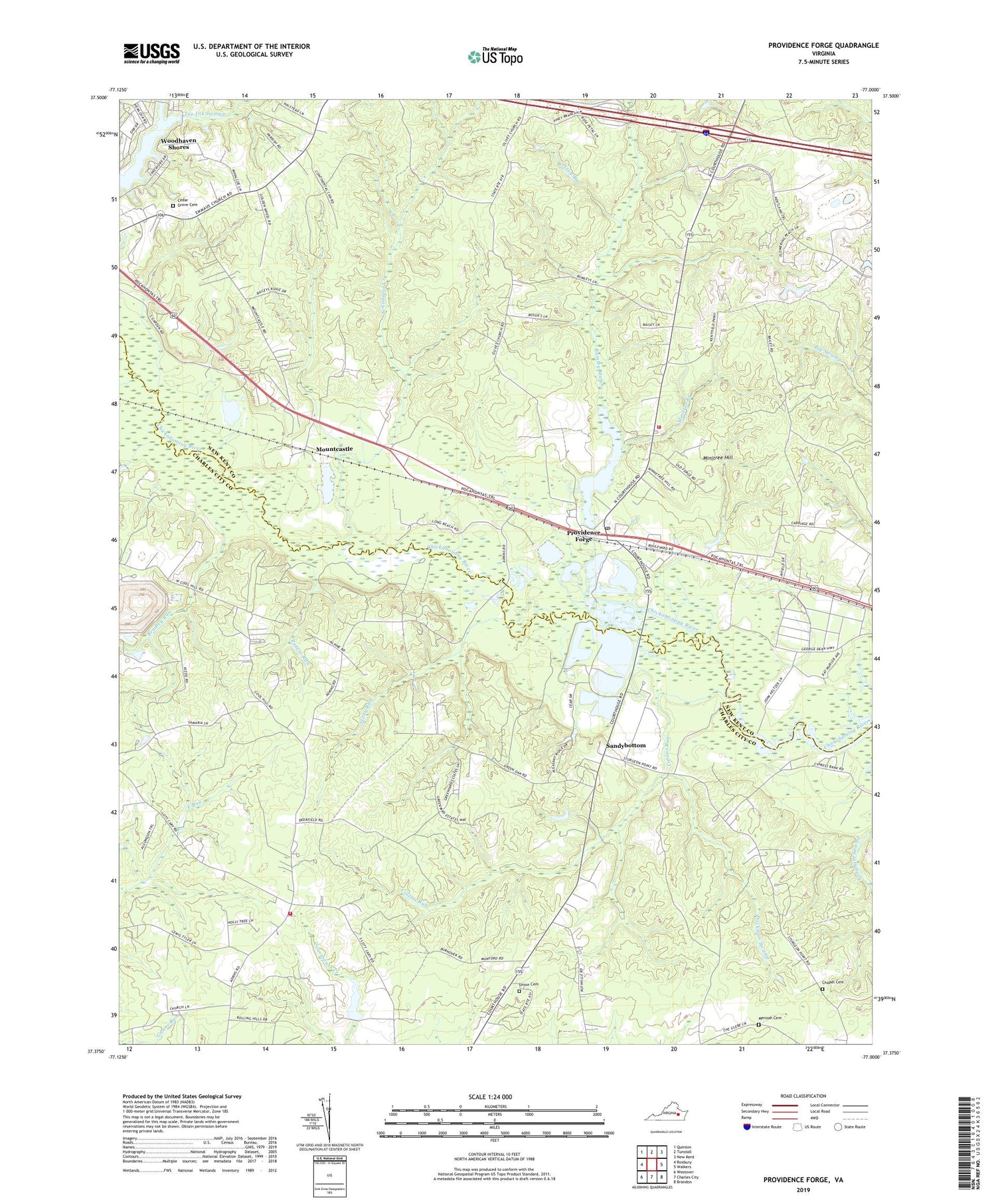 Providence Forge Virginia US Topo Map Image